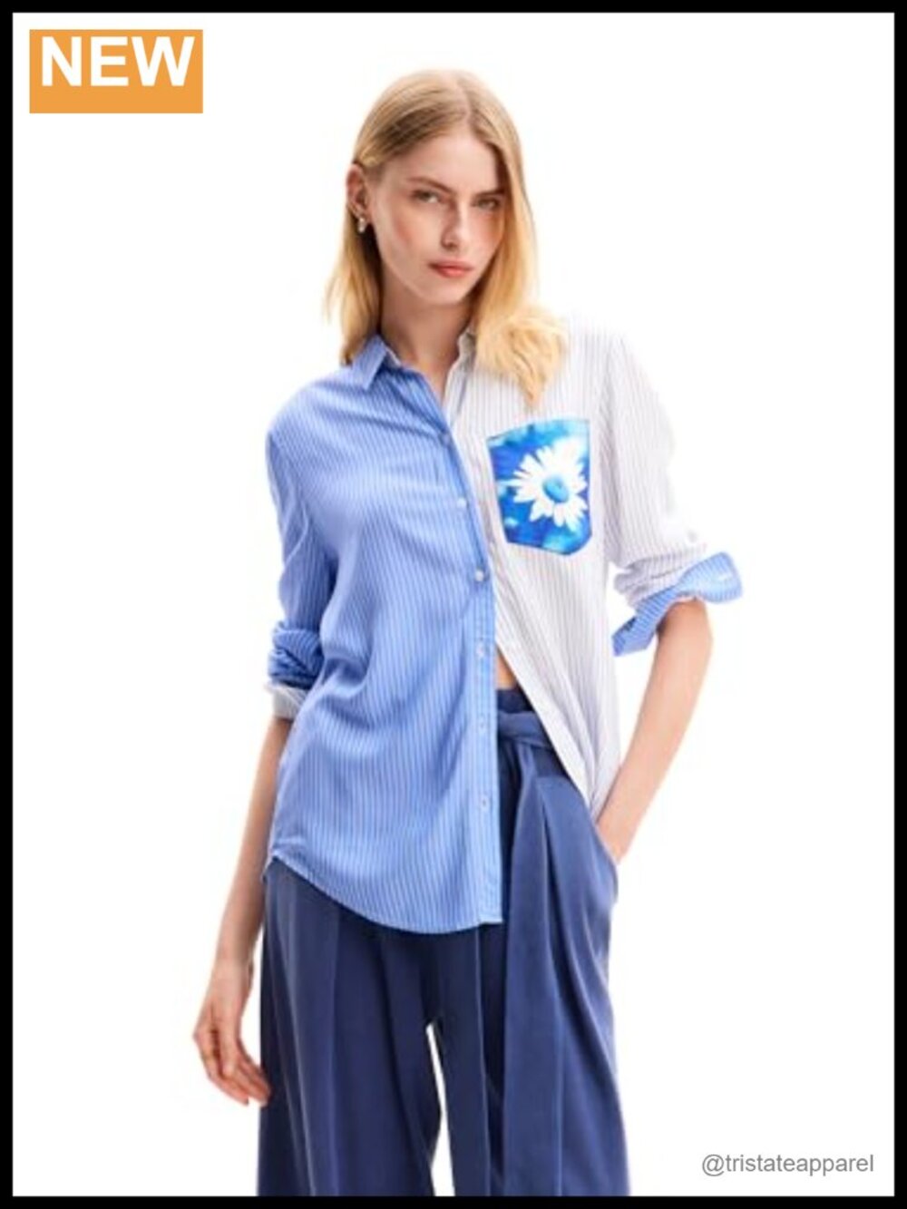 Desigual Flowing Viscose Button-Down Blouse with Front Pocket
